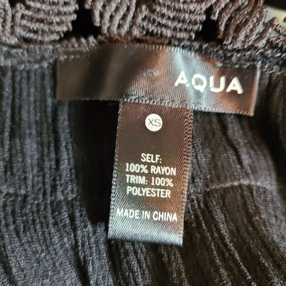 Aqua Black Cold Shoulder Blouse Lace Trim Boho Chic Top Preowned XS - Picture 8 of 8